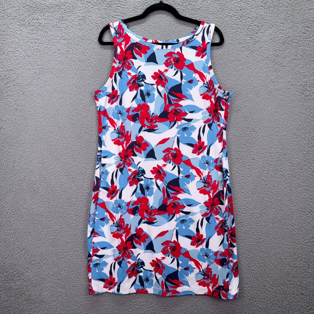 Columbia Dress Womens L Blue Floral Chill River Printed Omni-Freeze Omni-Shade